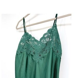 VTG Victoria's Secret Green Satin Lace Slip Dress Lingerie Y2K Fairycore M
